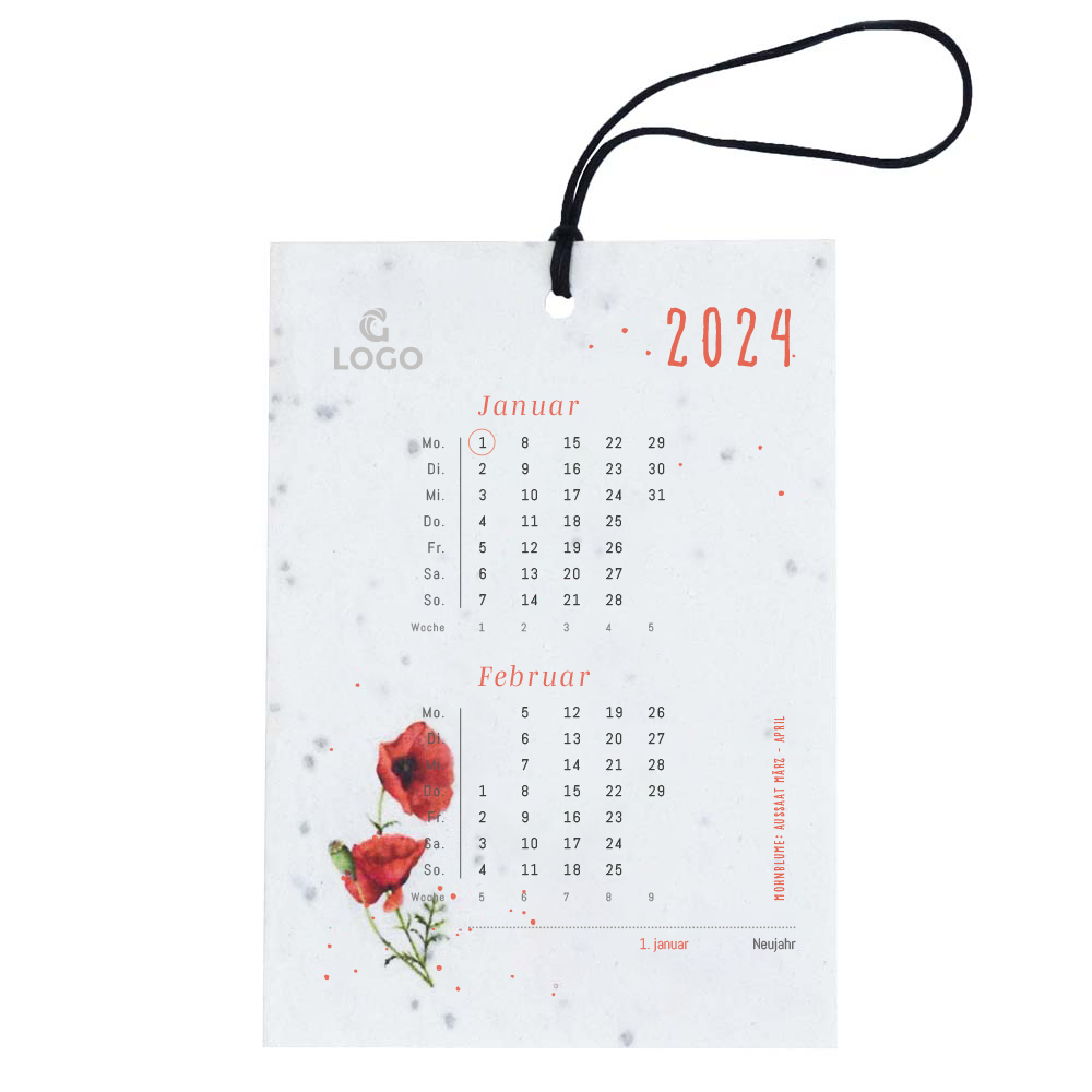 Kalender A6 Samenpapier | Öko Geschenk